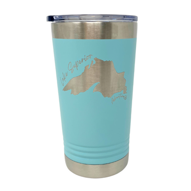 Teal Lake Superior - 16 oz Tumbler Travel Mug - AdventureUs