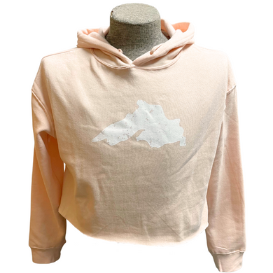 Crackled Lake Superior - Lightweight Crop Hooded Sweatshirt - Multiple Colors