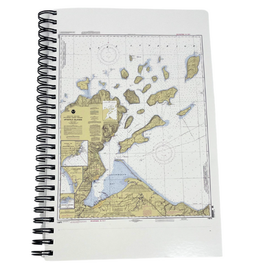 Perfect for all of your notes and to remind you of your connection to the Apostle Islands! Waterproof cover features a topographic map of the Apostle Islands Lined 160 pages Lay-flat spiral binding 5.5