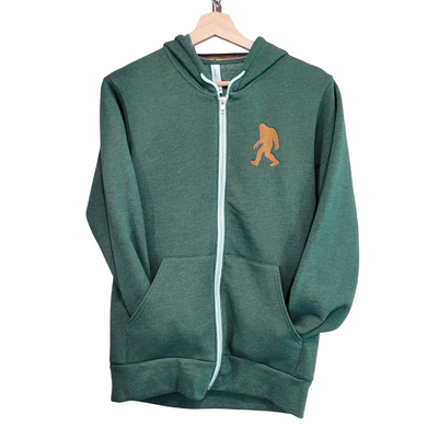 Bigfoot Sweatshirt - Zip Up Hoodie - Heather Forest - AdventureUs