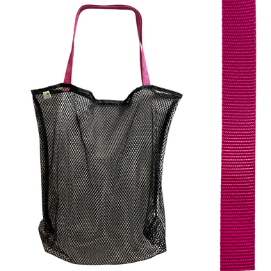 Black mesh bag with choice of colorful handles Generous size: 23