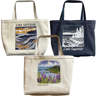 Lake Superior Graphic Canvas Tote Bag - 100% cotton - Made in USA