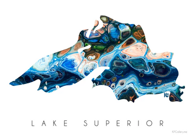 Lake Superior Color Swirl Greeting Card - Agate Colorway