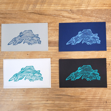 Got holes?  Need to add flair? These hand screen printed Lake Superior sew on patches are backed with a stretch fusible to make adding a patch easy.  Go head, put a lake on it!