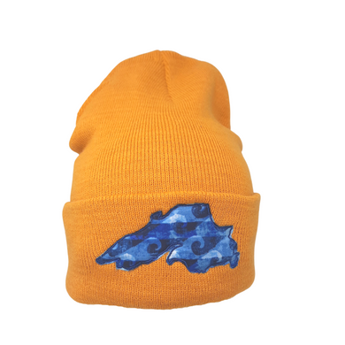 This beanie will keep you warm while showing off your love for the big lake. Super stretchy knit One size fits most Embroidered in our Washburn, Wisconsin sewing studio Materials: 60% recycled polyester/40% acrylic